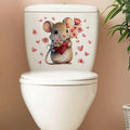 DIDOSOFT Mouse Love Petals Waterproof Toilet Cover Sticker Decals Color by Deal US
