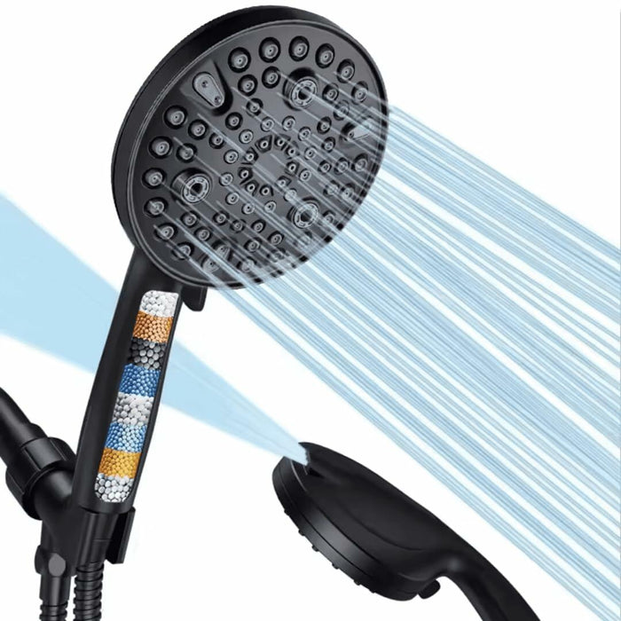 Wavizor Filtered Handheld Shower Head 10 Functions Matte Black High Pressure by Deal US