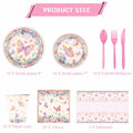 OU RUI 81Pcs Pink Butterfly Party Tableware Set Plates Napkins Tablecloth by Deal US