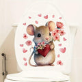 DIDOSOFT Mouse Love Petals Waterproof Toilet Cover Sticker Decals Color by Deal US