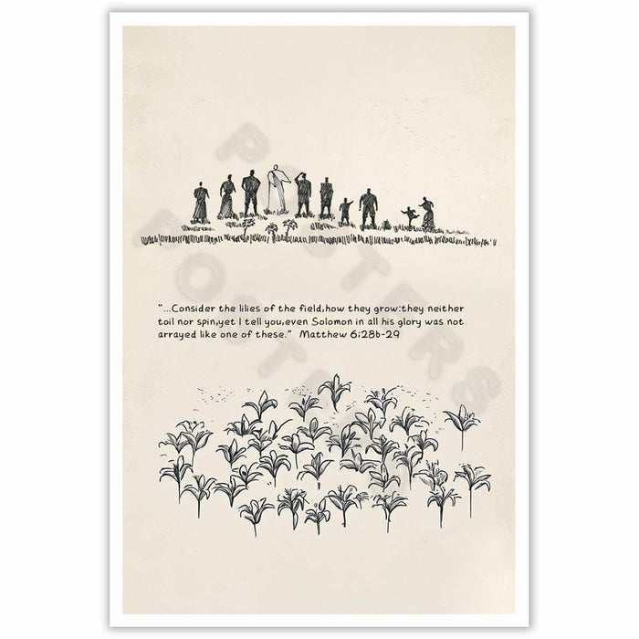 ZETCGSH Vintage Matthew 6:28 Bible Verse Christian Poster 12x16 Unframed by Deal US