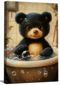 Cremooy Bathroom Bear Canvas Wall Art Funny Toilet Baby Bear 10x8 Canvas by Deal US