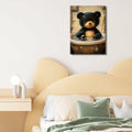 Cremooy Bathroom Bear Canvas Wall Art Funny Toilet Baby Bear 10x8 Canvas by Deal US