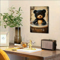 Cremooy Bathroom Bear Canvas Wall Art Funny Toilet Baby Bear 10x8 Canvas by Deal US