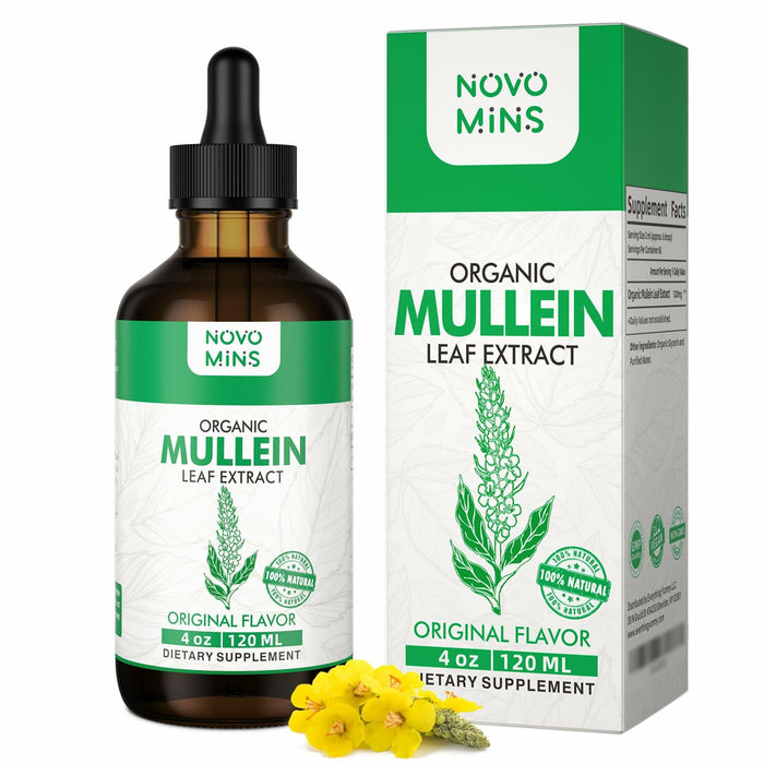 BestBy03/26 novomins Mullein Leaf Tincture Lung Detox Vegan 4 fl oz Chlorophyll by Deal US