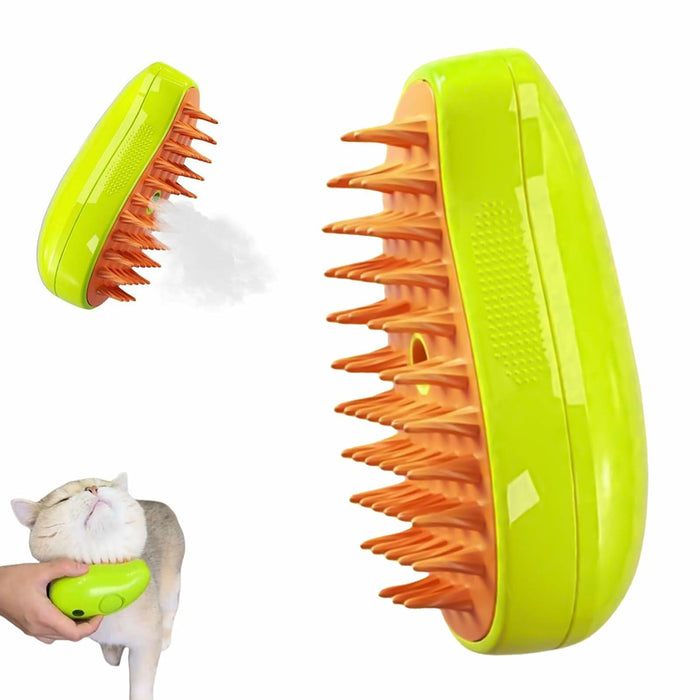 Steamy 3-in-1 Steam Pet Grooming Brush Self-Cleaning Hair Removal for Cats OPEN by Deal US