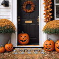 Dunzy Halloween Ghost Welcome Doormat Black Brownish Yellow 17x29 Rectangular by Deal US