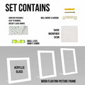 Latile Floating Picture Frames 3 Pc Glass Large 8x10 White UV Protection by Deal US