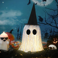 RoundFunny 12in Light Up Boho Ghost Halloween Decoration Witch Hat Black White by Deal US