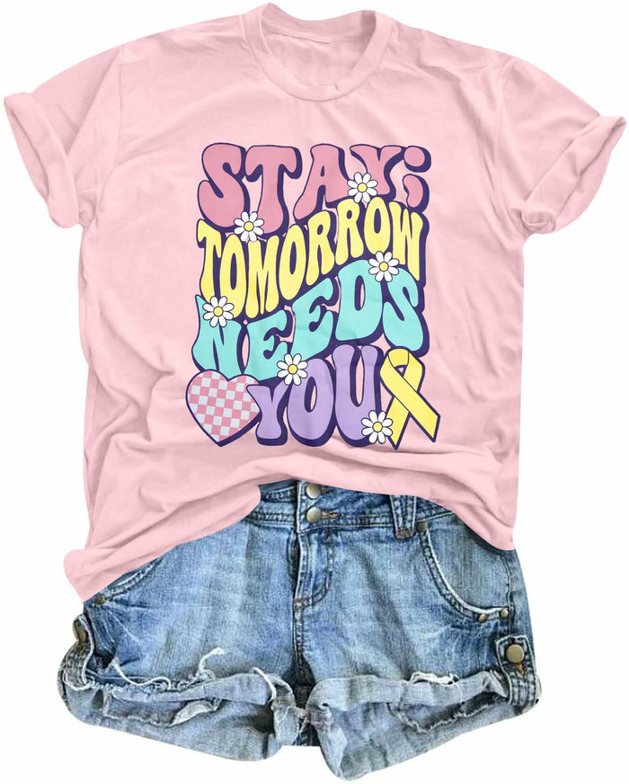 Mental Health Matters Shirt Women Suicide Awareness Tee Light Pink by Deal US