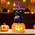 nuvagiki Light Up Black Cat Christmas Decor 8.2in Ceramic Indoor by Deal US
