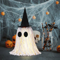 RoundFunny 12in Light Up Boho Ghost Halloween Decoration Witch Hat Black White by Deal US