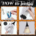 RoundFunny 12in Light Up Boho Ghost Halloween Decoration Witch Hat Black White by Deal US