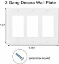 VJWEOU Decorative 3-Gang Light Switch Outlet Wall Plate Cover White 3 Pack by Deal US