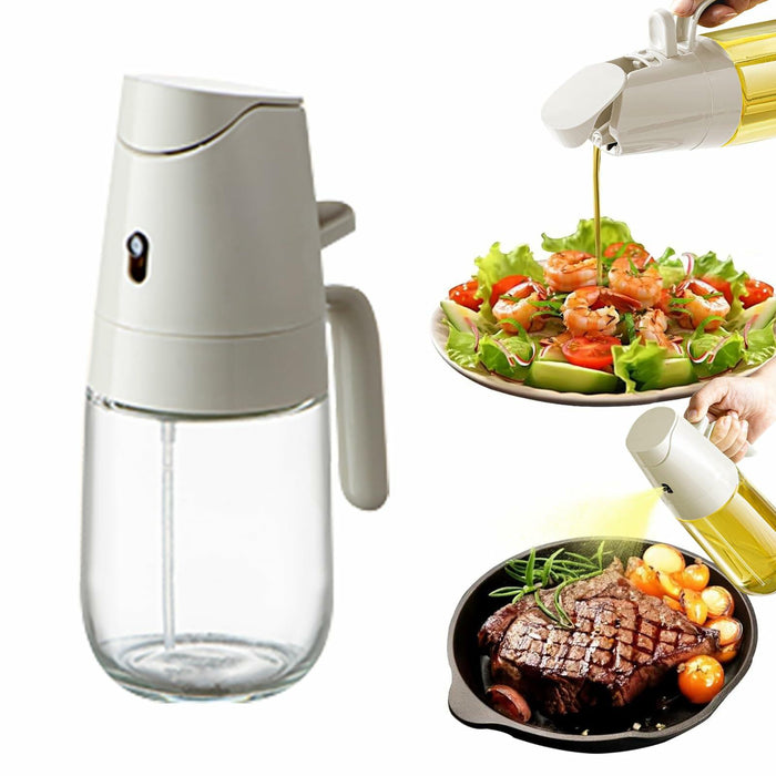 MDZF SWEET HOME Oil Sprayer 2 in 1 Olive Oil Dispenser 500ml White Glass by Deal US