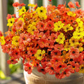 Guagb 12 Bundles Artificial Fall Flowers Faux Mums Silk Orange Yellow by Deal US