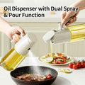 MDZF SWEET HOME Oil Sprayer 2 in 1 Olive Oil Dispenser 500ml White Glass by Deal US