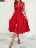 Wenrine Womens Summer Smocked Midi Dress V Neck Cap Sleeve Red Size M by Deal US