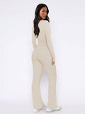 ECHOINE Women's Lounge Set LongSleeve Crop Top Straight Leg Pants Apricot Size L by Deal US