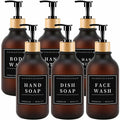 Amorettise Black Plastic Soap Dispenser Bottles 16.9oz 6 Pack Bamboo Pump by Deal US