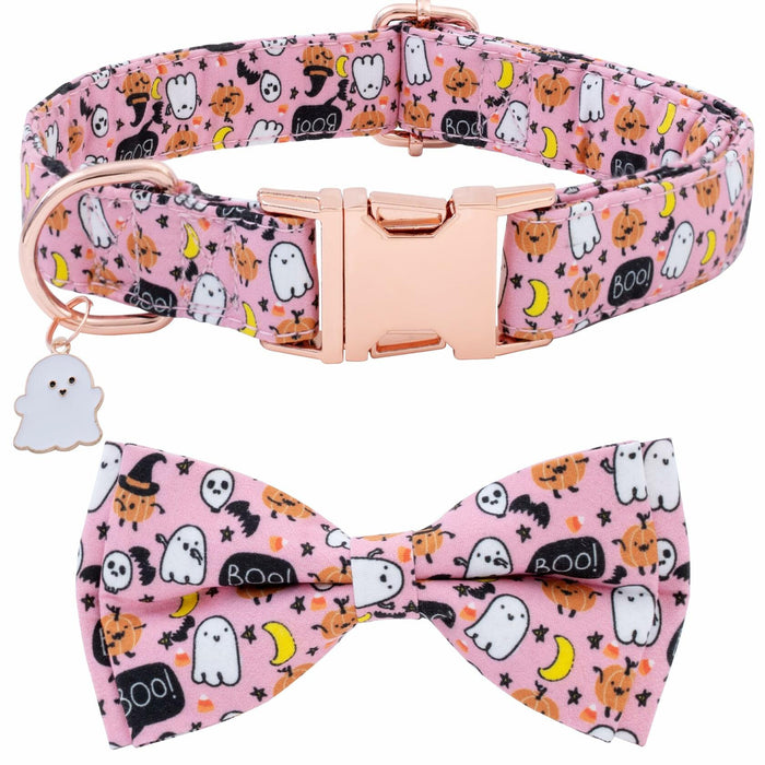 Faygarsle Halloween Dog Collar Pink Cotton Pumpkin Pattern Size S by Deal US