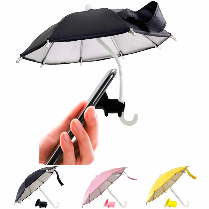 FantasyBear UV Protection Phone Umbrella Adjustable Suction Cup Stand Dark Blue by Deal US