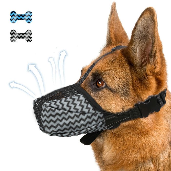 Mkerycww Dog Muzzle Air Mesh Breathable Soft Basket Adjustable Strap Grey XXL by Deal US