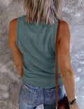 Meow Meow Lace Women's Ribbed V Neck Henley Tank Top Blue Grey Size L by Deal US