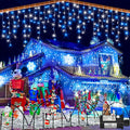 Nielfoi 66ft Icicle Lights 640 LED Blue White Outdoor Indoor Twinkle Curtain by Deal US