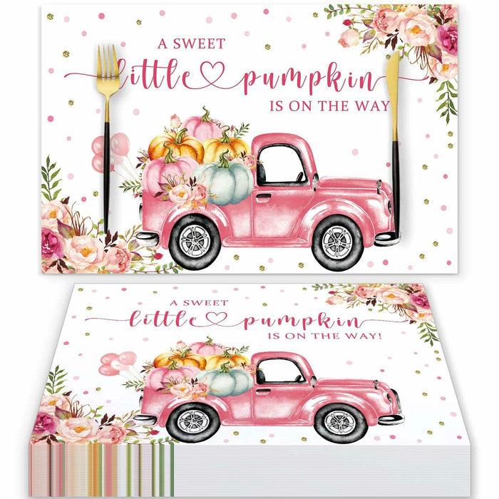 Andrain 50pcs Pumpkin Disposable Paper Placemats 11x17in Pink Flowers by Deal US