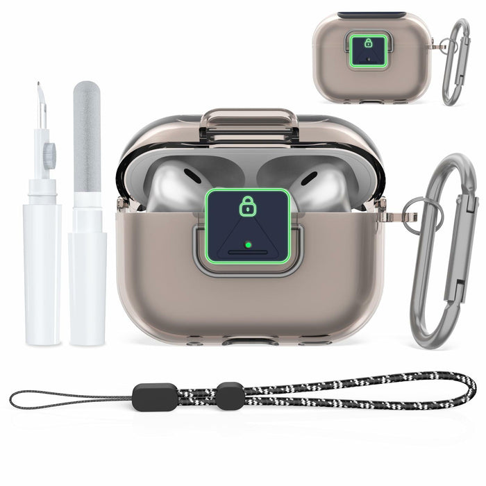 Nimuw Secure Lock Airpods Pro 1st/2nd Gen Case Soft TPU Clear Grey by Deal US
