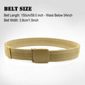 Sworew Men’s Tactical Nylon Belt Adjustable Web Non-Metal Buckle Khaki 54in by Deal US