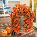 HyeFlora Bougainvillea Artificial Hanging Flowers 2pcs Orange UV Resistant by Deal US