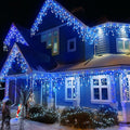 Nielfoi 66ft Icicle Lights 640 LED Blue White Outdoor Indoor Twinkle Curtain by Deal US