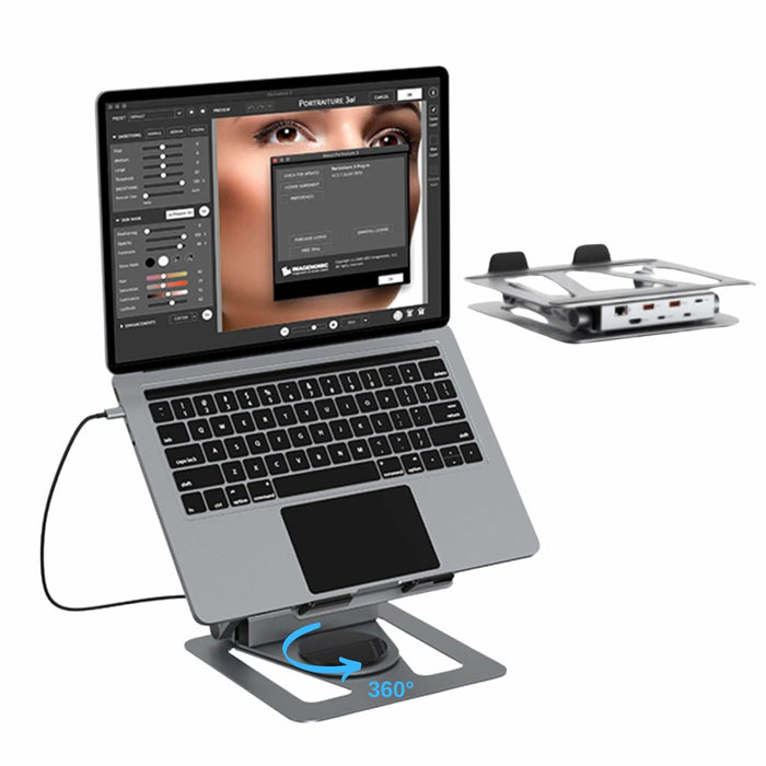 QFI-Cyber 360° Portable Laptop Docking Station USB C Hub 4K HDMI RJ45 Gray by Deal US