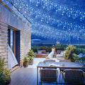Nielfoi 66ft Icicle Lights 640 LED Blue White Outdoor Indoor Twinkle Curtain by Deal US