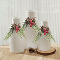 Brighomrom Christmas Ceramic Vases Set of 3 White Ribbed Pineflower Rings by Deal US