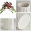 Brighomrom Christmas Ceramic Vases Set of 3 White Ribbed Pineflower Rings by Deal US