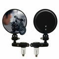 SPNUVR Universal 3.08" Round Folding Bar End Motorcycle Mirrors Black by Deal US