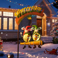 HONGLAND Solar Christmas Gnomes Outdoor Decor Orange Rabbit Welcome Sign by Deal US