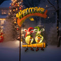 HONGLAND Solar Christmas Gnomes Outdoor Decor Orange Rabbit Welcome Sign by Deal US