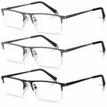 Anourney 3-Pack Men’s Reading Glasses Half Frame Blue Light +3.0 Gray/Black by Deal US