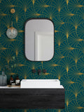 Safiyya Peel & Stick Wallpaper 393x17.3in Gold White Geometric Stripe Vinyl by Deal US