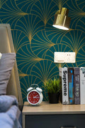 Safiyya Peel & Stick Wallpaper 393x17.3in Gold White Geometric Stripe Vinyl by Deal US