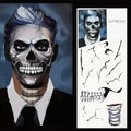LEOARS Fake Zombie Face Tattoos Dia De Los Muertos Halloween Temporary Black by Deal US