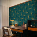 Safiyya Peel & Stick Wallpaper 393x17.3in Gold White Geometric Stripe Vinyl by Deal US