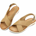 UBFEN Womens Flat Sandals Arch Support Adjustable Slingback Khaki Size 9 by Deal US