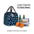 COWDIY Insulated Lunch Bag Black Blue Butterfly Print Waterproof Tote 5.3L by Deal US