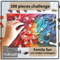 MAKUARI Wooden Puzzle 200 Pieces Rainbow Feathers Colorful Jigsaw Game by Deal US