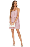 FANSI NOVA Women's Glitter Sequin Adjustable Strap Dress Pink Size XL by Deal US